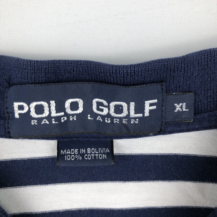 Ralph Lauren POLO GOLF Short Sleeve Striped Polo Shirt Men's XL cotton navy blue type Vintage Second Hand