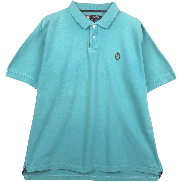 Ralph Lauren CHAPS Short-Sleeve Polo Shirt, Men's Size M (approx.) cotton turquoise blue Vintage Second Hand