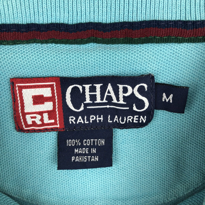 Ralph Lauren CHAPS Short-Sleeve Polo Shirt, Men's Size M (approx.) cotton turquoise blue Vintage Second Hand