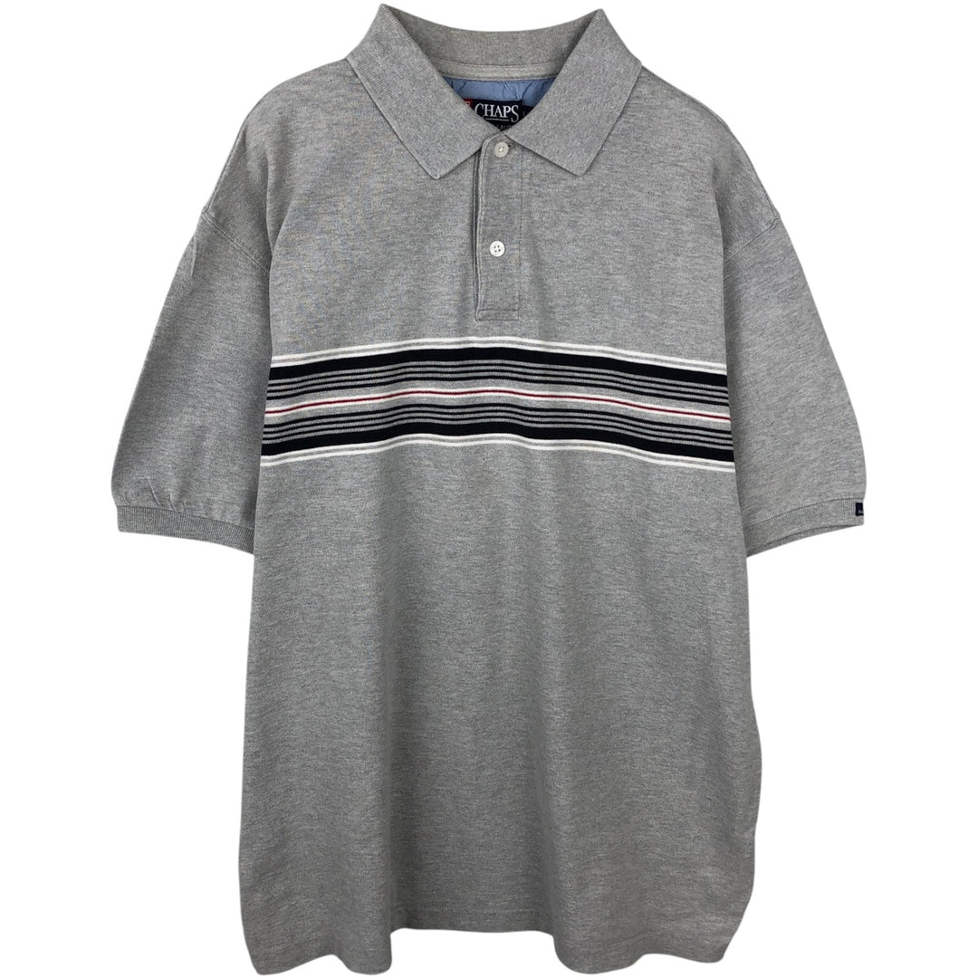 Ralph Lauren CHAPS short sleeve polo shirt, men's size L cotton gray type Vintage Second Hand