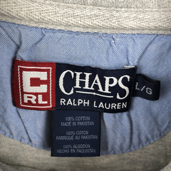 Ralph Lauren CHAPS short sleeve polo shirt, men's size L cotton gray type Vintage Second Hand