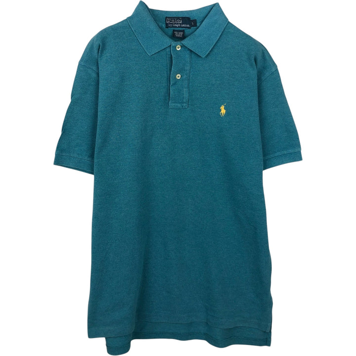 Ralph Lauren POLO by Ralph Lauren short sleeve polo shirt, men's size L cotton turquoise blue Vintage Second Hand
