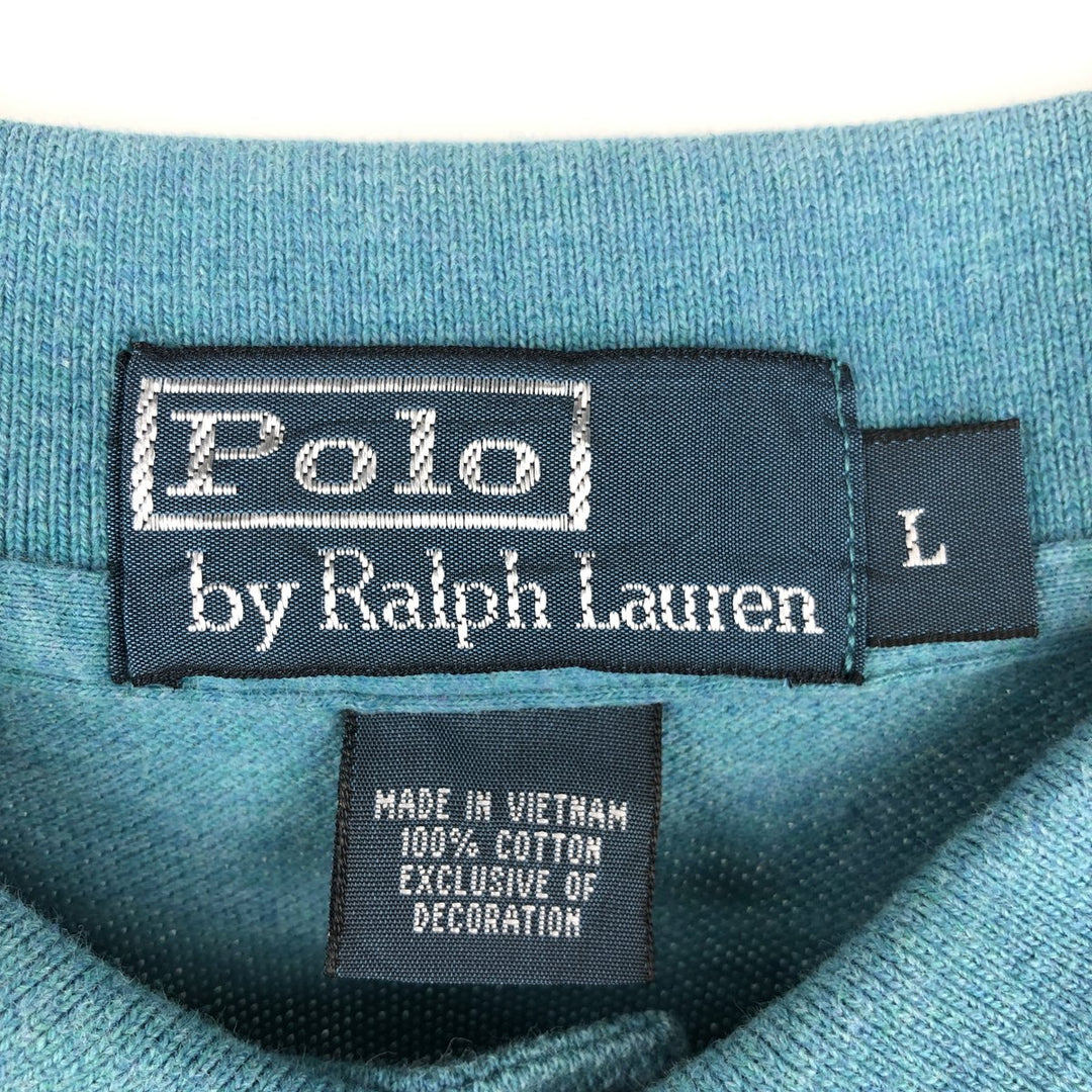 Ralph Lauren POLO by Ralph Lauren short sleeve polo shirt, men's size L cotton turquoise blue Vintage Second Hand