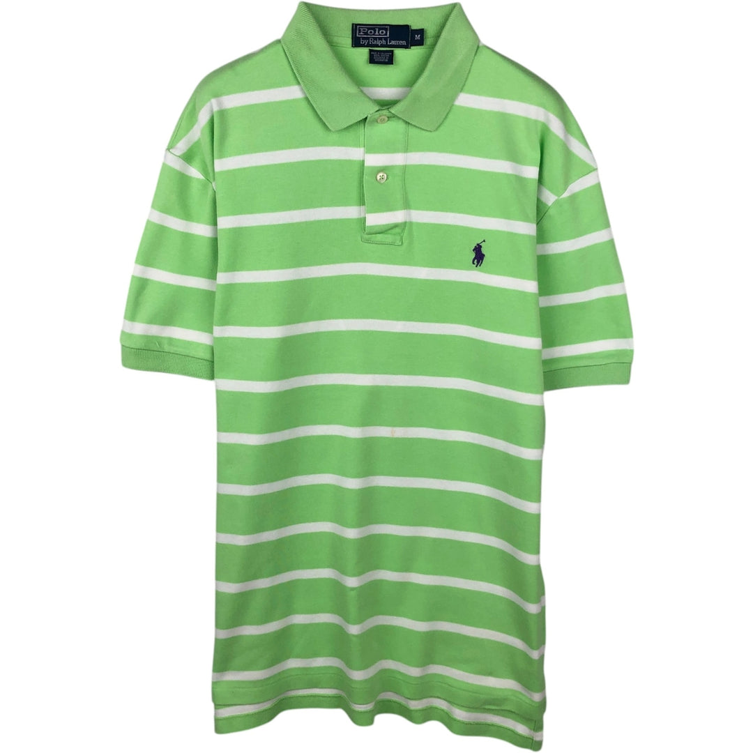 Ralph Lauren POLO by Ralph Lauren short sleeve striped polo shirt, men's size M cotton green type yellow green Vintage Second Hand