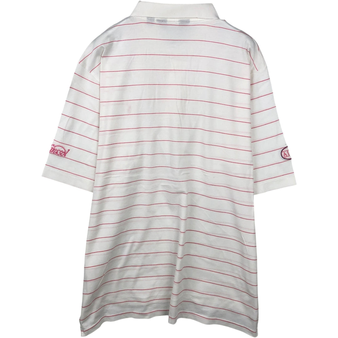 Ralph Lauren POLO GOLF striped short-sleeved polo shirt, men's size L (approx.) Pima Cotton white type Vintage Second Hand