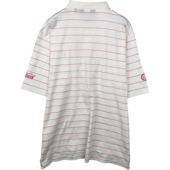 Ralph Lauren POLO GOLF striped short-sleeved polo shirt, men's size L (approx.) Pima Cotton white type Vintage Second Hand