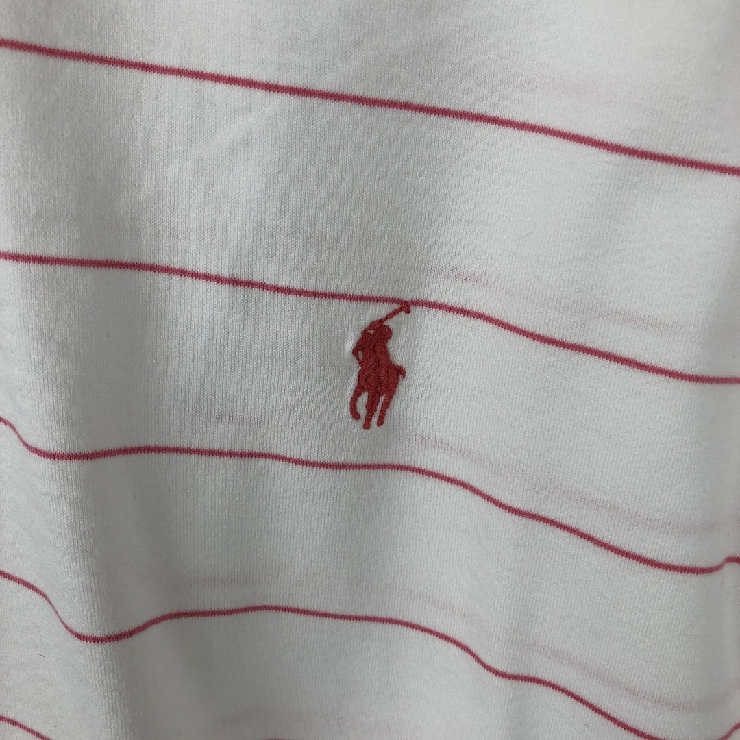 Ralph Lauren POLO GOLF striped short-sleeved polo shirt, men's size L (approx.) Pima Cotton white type Vintage Second Hand