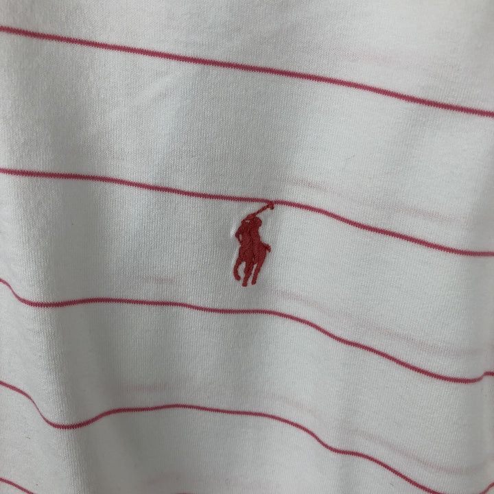 Ralph Lauren POLO GOLF striped short-sleeved polo shirt, men's size L (approx.) Pima Cotton white type Vintage Second Hand