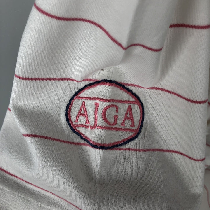 Ralph Lauren POLO GOLF striped short-sleeved polo shirt, men's size L (approx.) Pima Cotton white type Vintage Second Hand