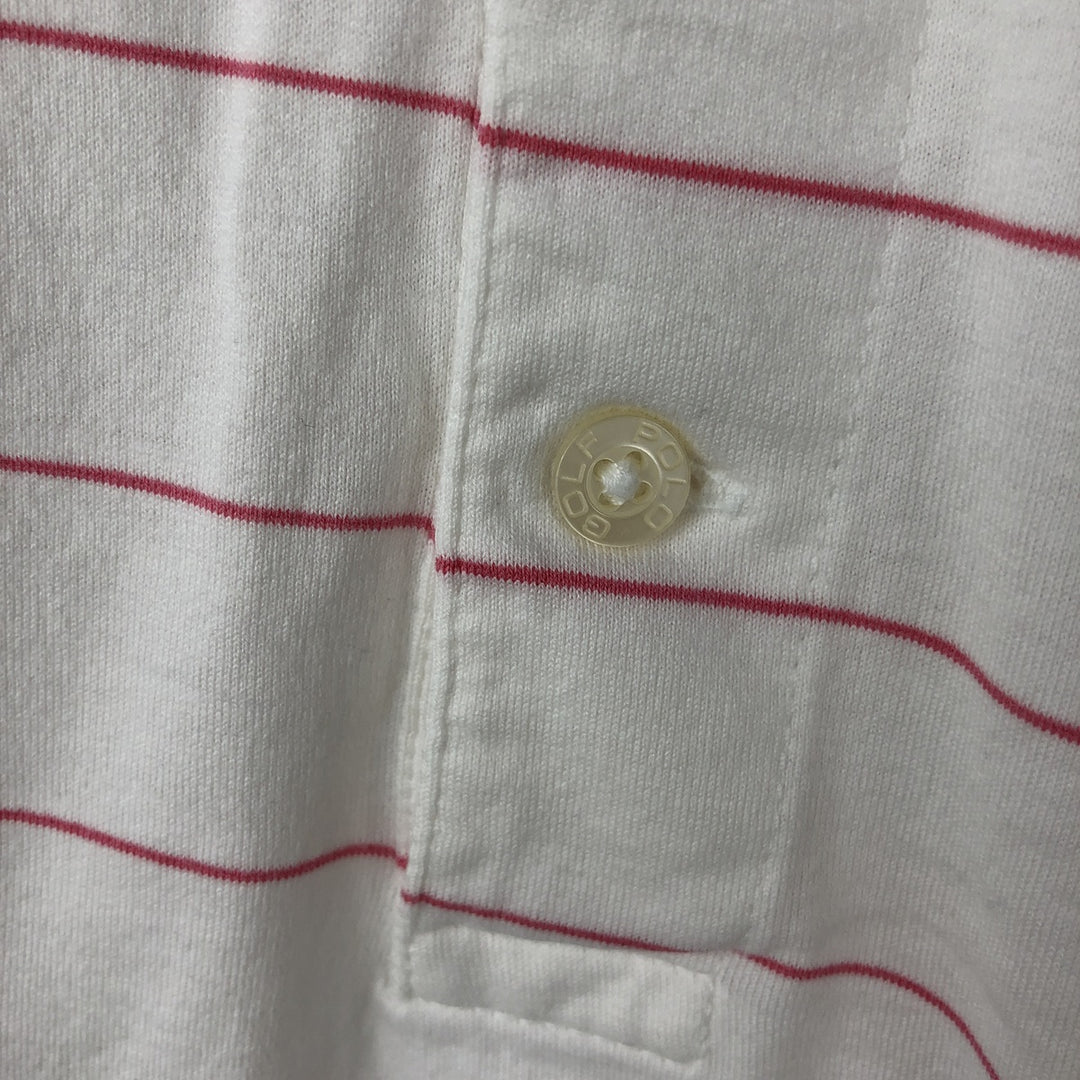 Ralph Lauren POLO GOLF striped short-sleeved polo shirt, men's size L (approx.) Pima Cotton white type Vintage Second Hand