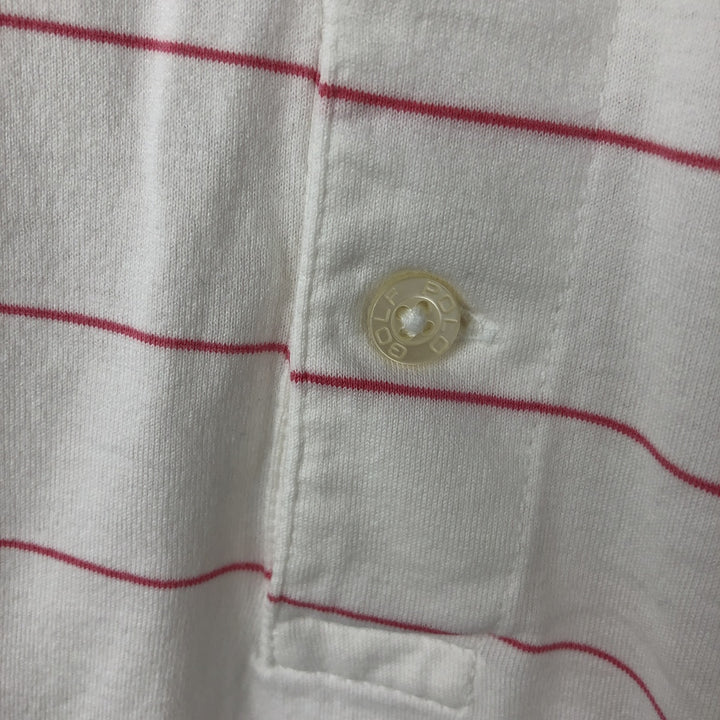 Ralph Lauren POLO GOLF striped short-sleeved polo shirt, men's size L (approx.) Pima Cotton white type Vintage Second Hand
