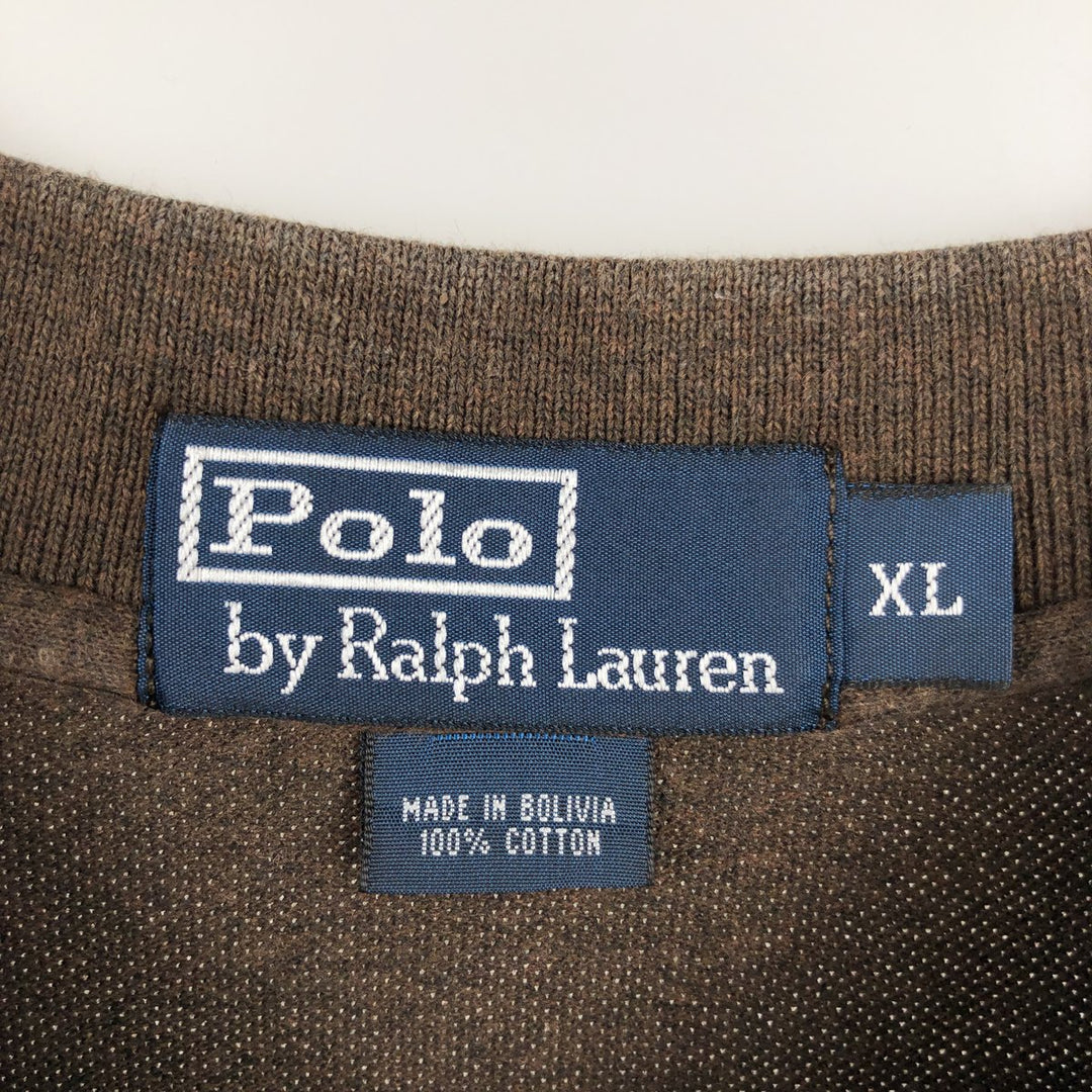 Ralph Lauren POLO by Ralph Lauren short sleeve polo shirt, men's XL size cotton brown type Vintage Second Hand
