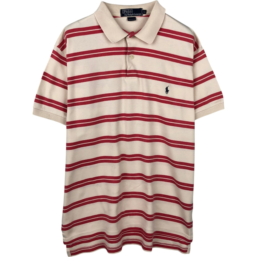 Ralph Lauren POLO by Ralph Lauren short sleeve striped polo shirt, men's size M cotton pink type Vintage Second Hand