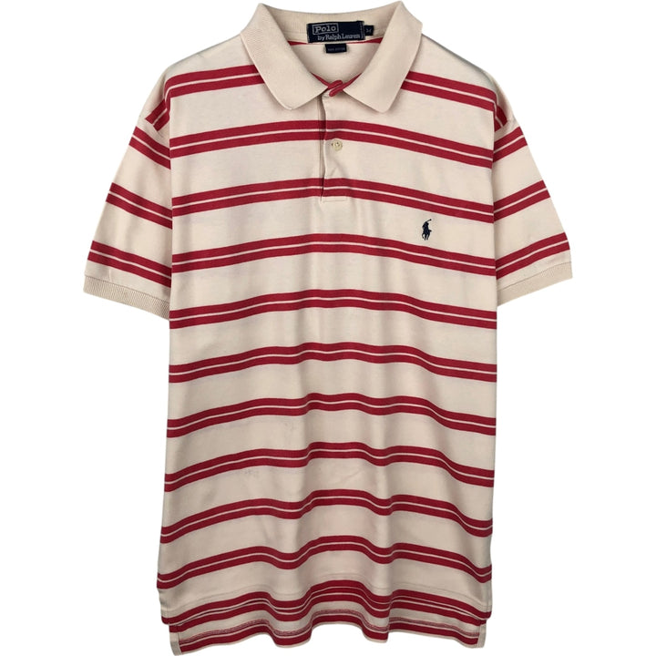 Ralph Lauren POLO by Ralph Lauren short sleeve striped polo shirt, men's size M cotton pink type Vintage Second Hand