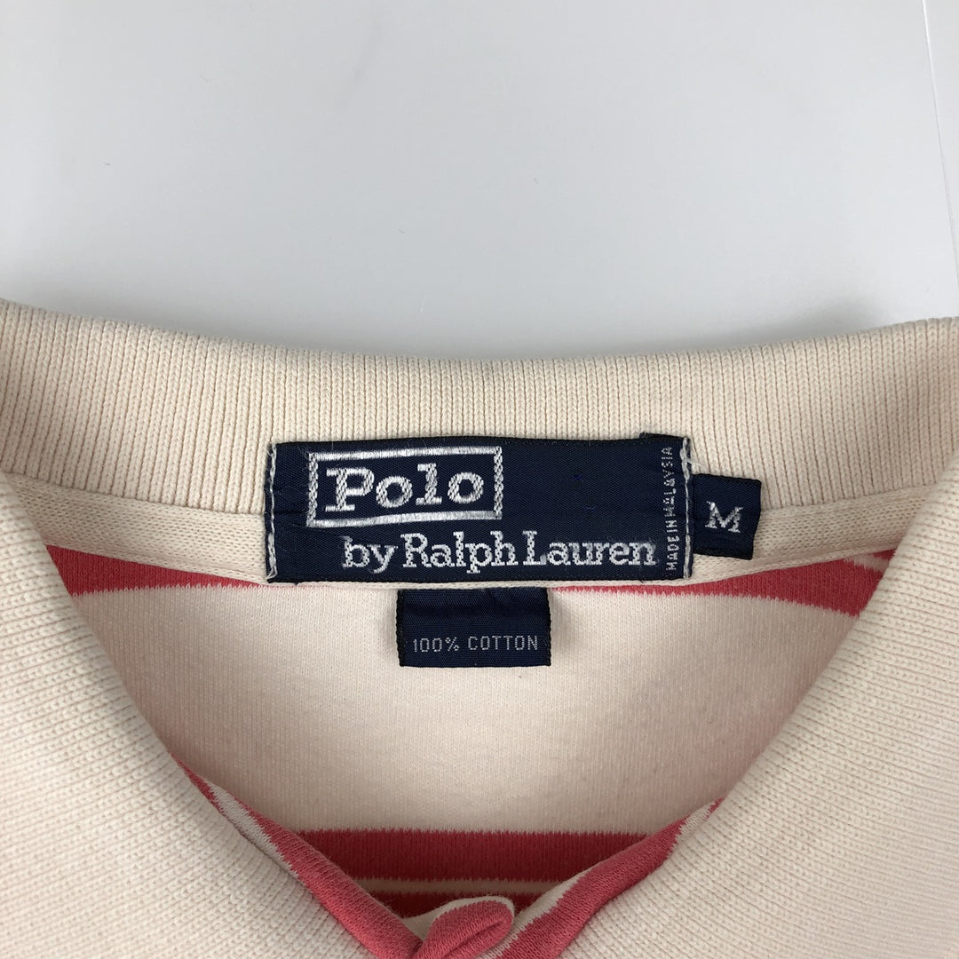 Ralph Lauren POLO by Ralph Lauren short sleeve striped polo shirt, men's size M cotton pink type Vintage Second Hand