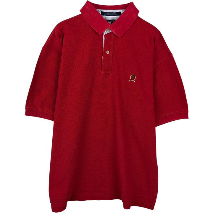1990'S Tommy Hilfiger short-sleeved polo shirt, men's size M equivalent, vintage. cotton red type Vintage Second Hand
