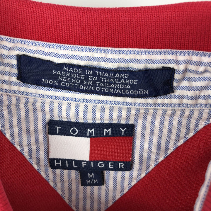 1990'S Tommy Hilfiger short-sleeved polo shirt, men's size M equivalent, vintage. cotton red type Vintage Second Hand