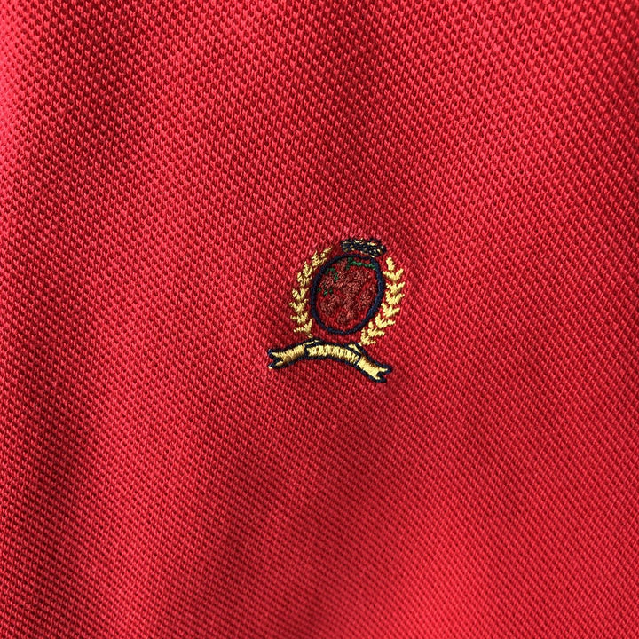 1990'S Tommy Hilfiger short-sleeved polo shirt, men's size M equivalent, vintage. cotton red type Vintage Second Hand