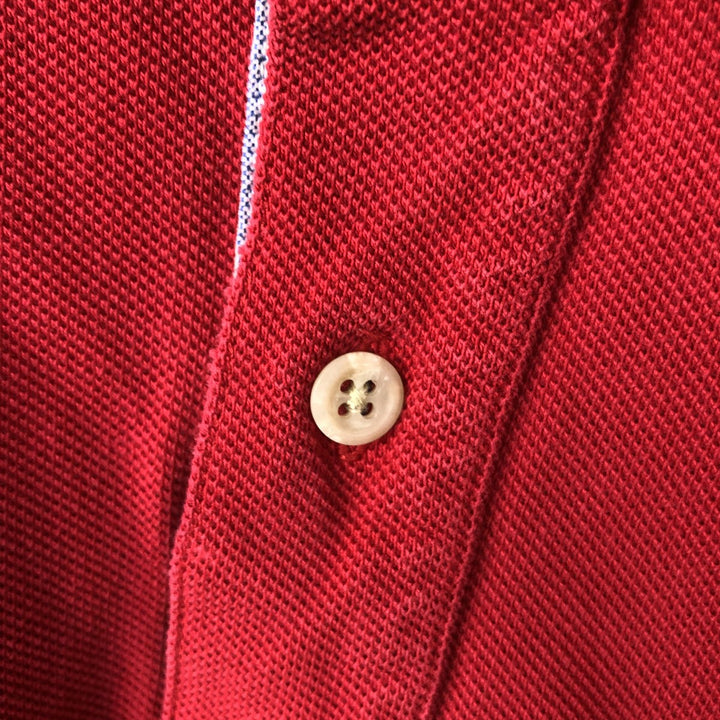 1990'S Tommy Hilfiger short-sleeved polo shirt, men's size M equivalent, vintage. cotton red type Vintage Second Hand