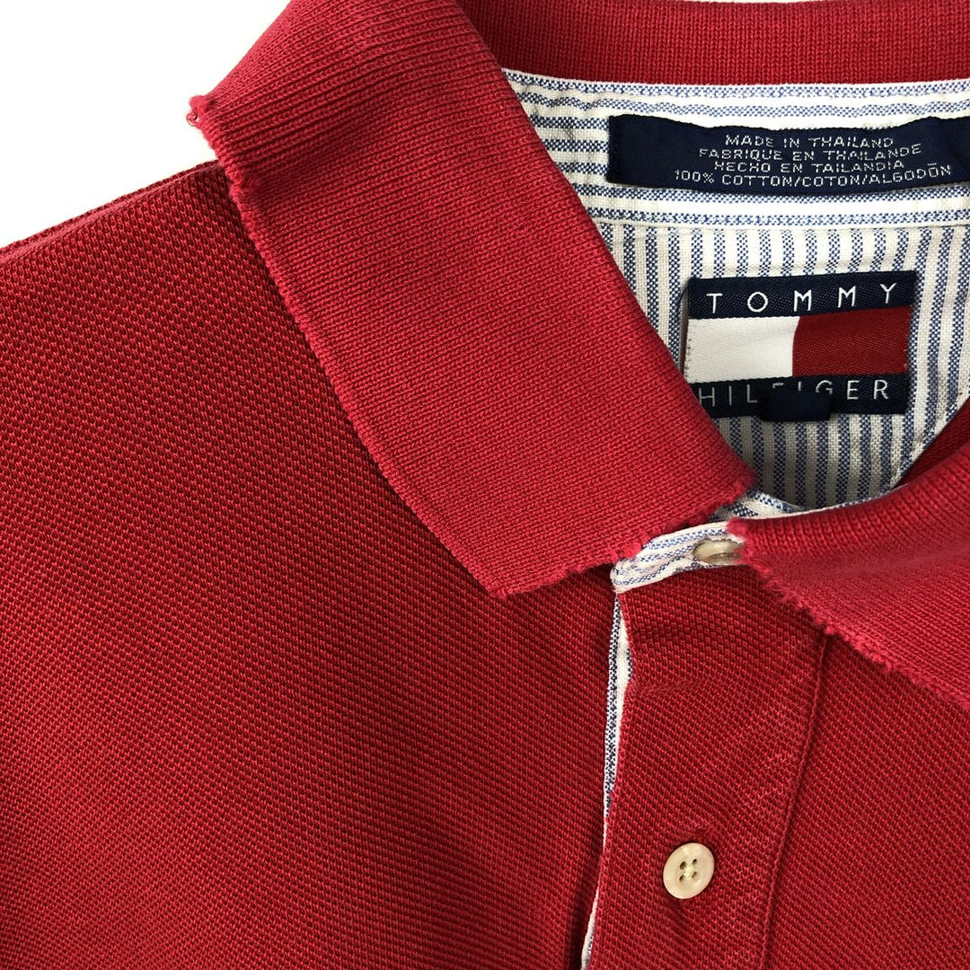 1990'S Tommy Hilfiger short-sleeved polo shirt, men's size M equivalent, vintage. cotton red type Vintage Second Hand