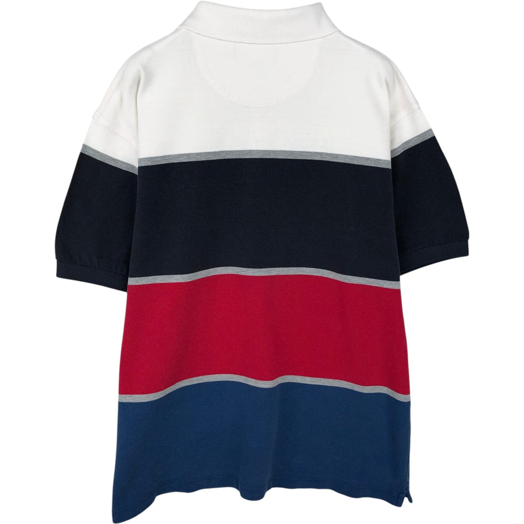 Ralph Lauren CHAPS Multi-stripe Short-Sleeve Polo Shirt, Men's Size L (approx.) cotton white type Vintage Second Hand