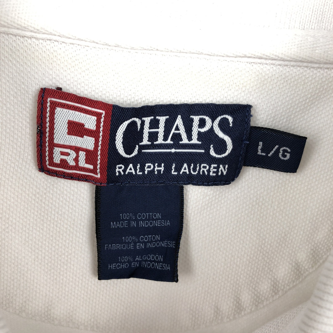 Ralph Lauren CHAPS Multi-stripe Short-Sleeve Polo Shirt, Men's Size L (approx.) cotton white type Vintage Second Hand