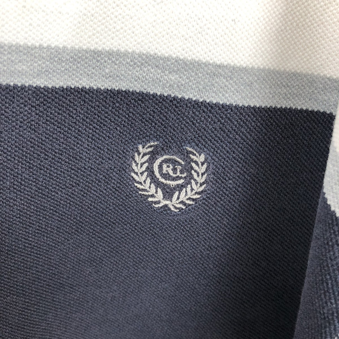Ralph Lauren CHAPS Multi-stripe Short-Sleeve Polo Shirt, Men's Size L (approx.) cotton white type Vintage Second Hand