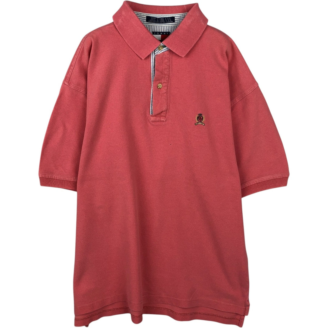 1990'S Tommy Hilfiger Short-Sleeve Polo Shirt, Men's Size L (approx.), Vintage cotton pink type Vintage Second Hand