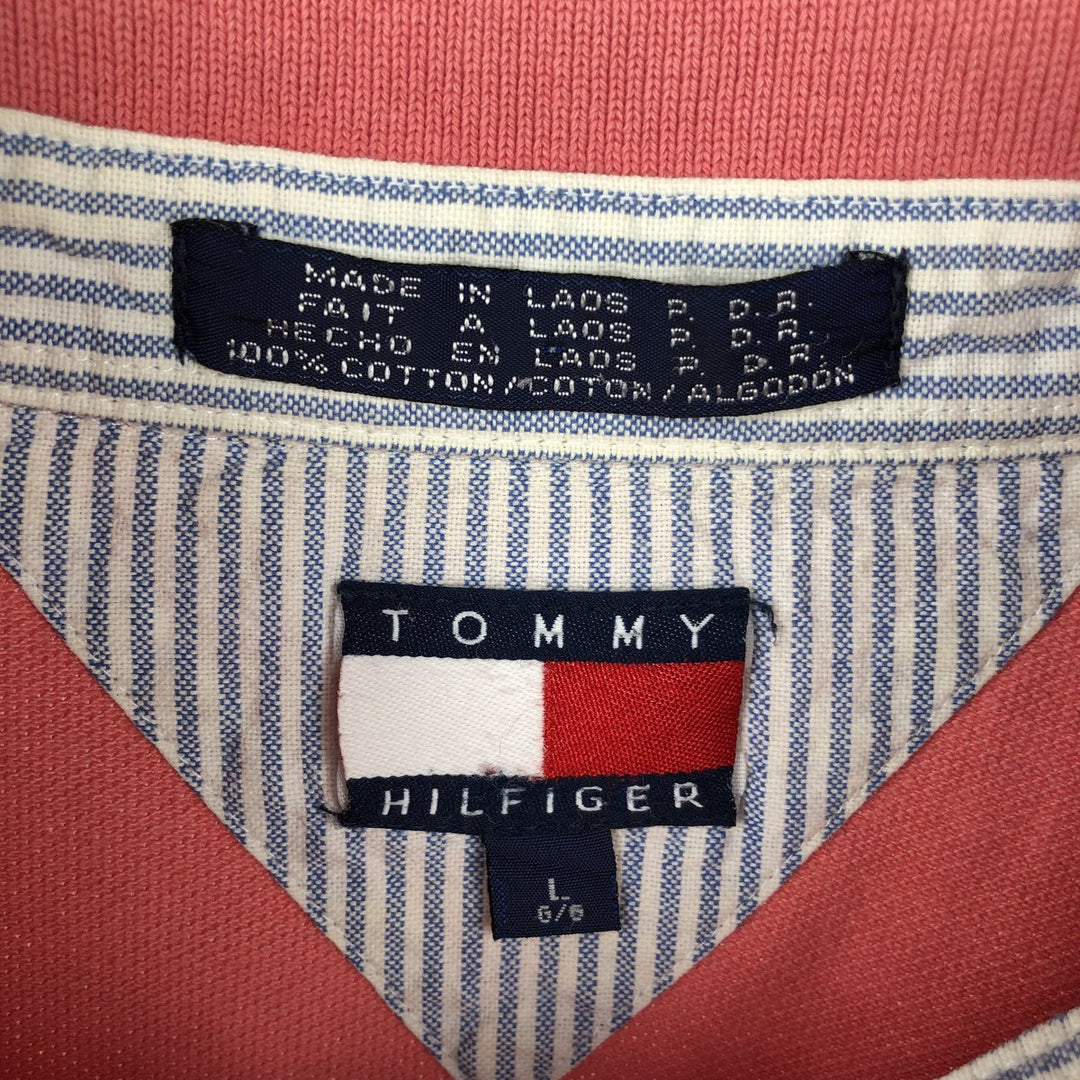 1990'S Tommy Hilfiger Short-Sleeve Polo Shirt, Men's Size L (approx.), Vintage cotton pink type Vintage Second Hand