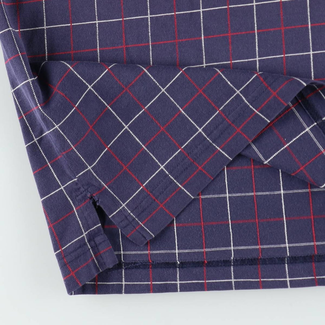 1990'S Tommy Hilfiger Short-Sleeve Check Polo Shirt, Men's Size L (approx.), Vintage cotton navy blue type Vintage Second Hand