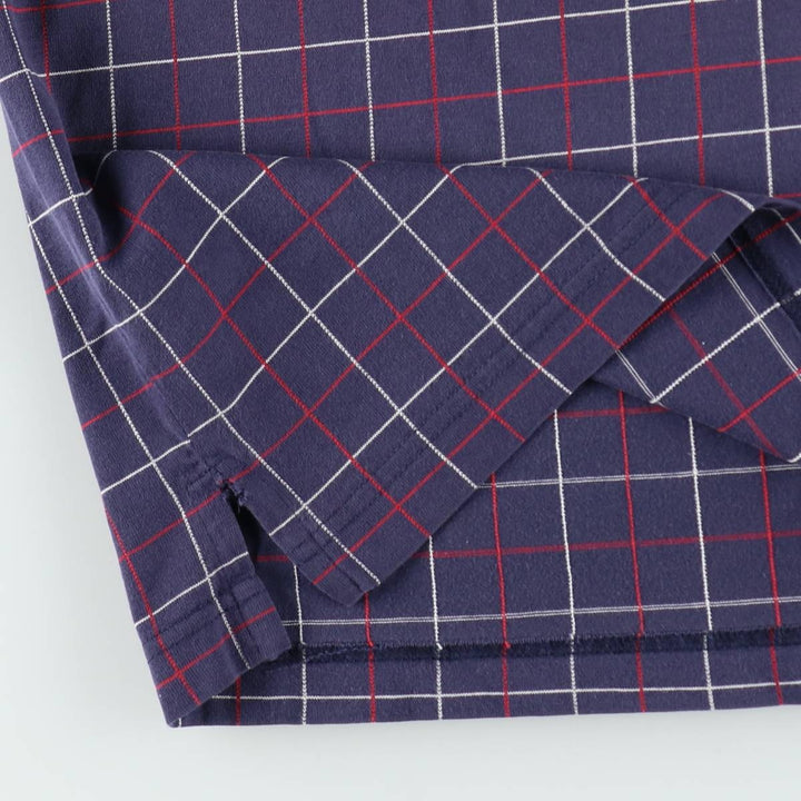 1990'S Tommy Hilfiger Short-Sleeve Check Polo Shirt, Men's Size L (approx.), Vintage cotton navy blue type Vintage Second Hand