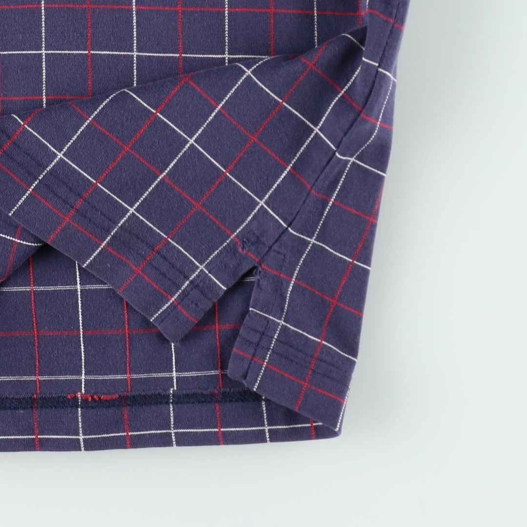 1990'S Tommy Hilfiger Short-Sleeve Check Polo Shirt, Men's Size L (approx.), Vintage cotton navy blue type Vintage Second Hand