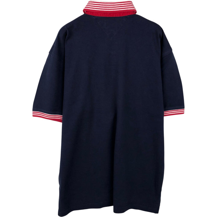 1990'S Tommy Hilfiger short-sleeved polo shirt, men's size M equivalent, vintage. cotton navy blue type Vintage Second Hand