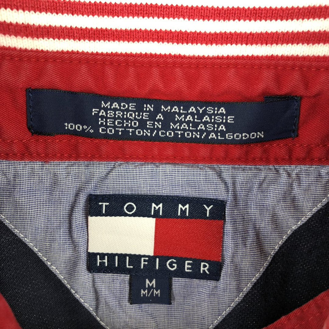1990'S Tommy Hilfiger short-sleeved polo shirt, men's size M equivalent, vintage. cotton navy blue type Vintage Second Hand