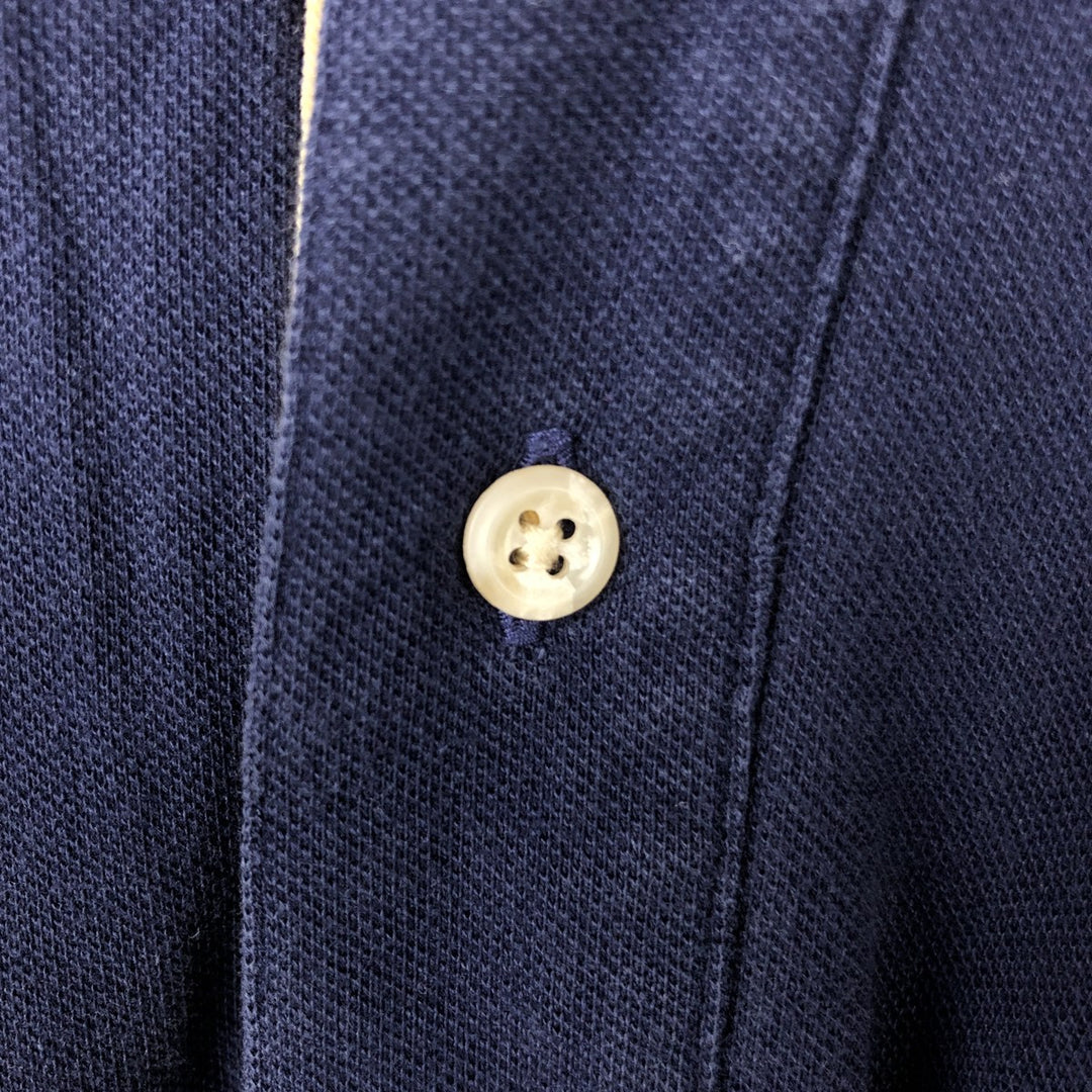 1990'S Tommy Hilfiger short-sleeved polo shirt, men's size M equivalent, vintage. cotton navy blue type Vintage Second Hand