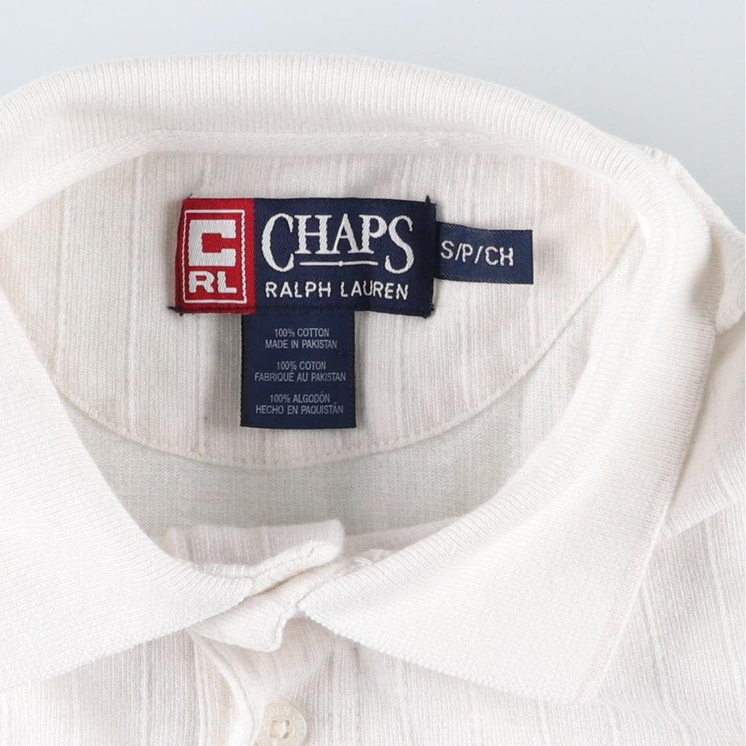 Ralph Lauren CHAPS Short-Sleeve Polo Shirt, Men's Size S (approx.) cotton white type Vintage Second Hand
