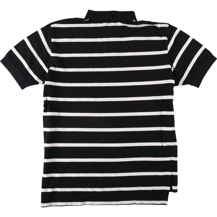 Ralph Lauren POLO by Ralph Lauren short sleeve striped polo shirt, men's XL size cotton black type Vintage Second Hand