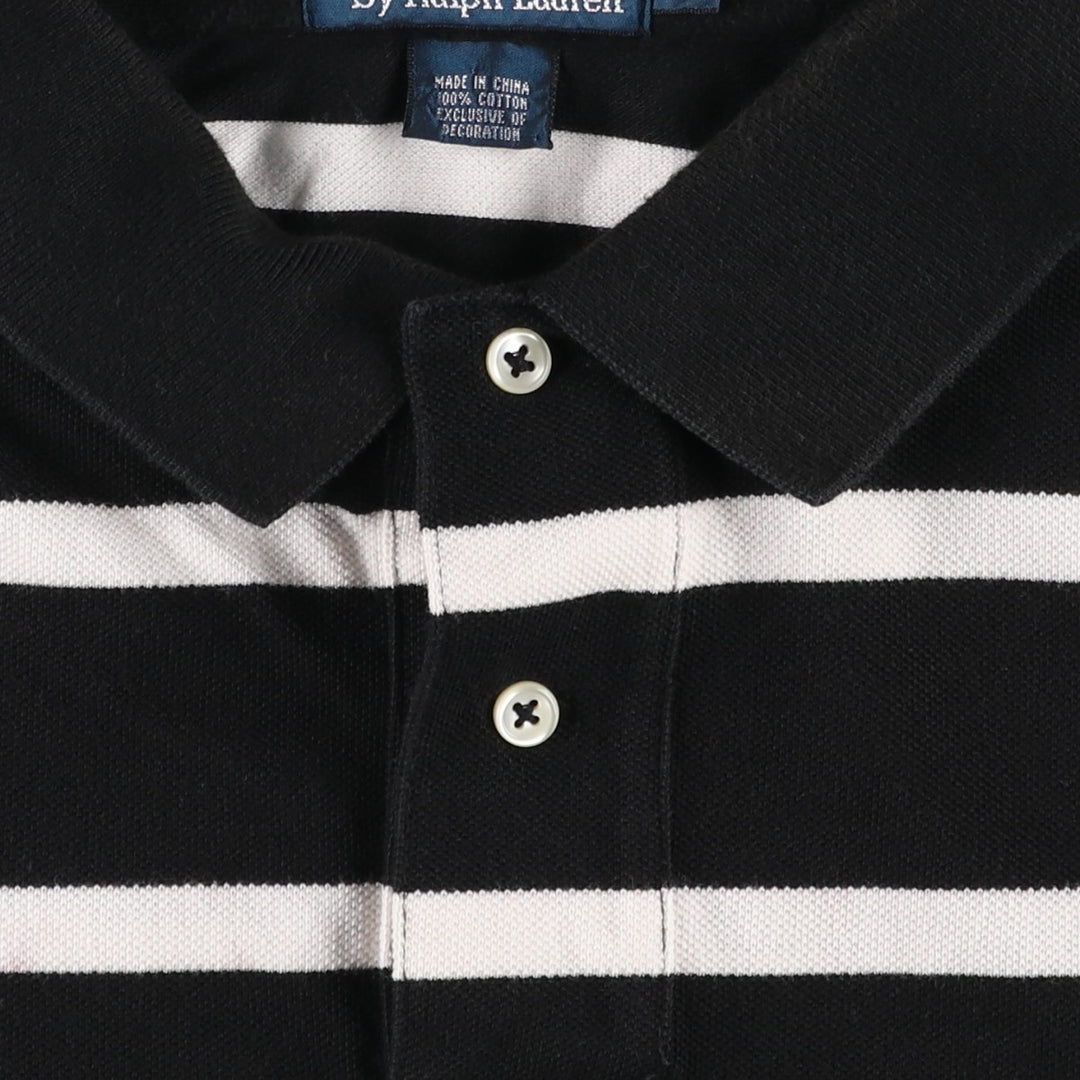 Ralph Lauren POLO by Ralph Lauren short sleeve striped polo shirt, men's XL size cotton black type Vintage Second Hand