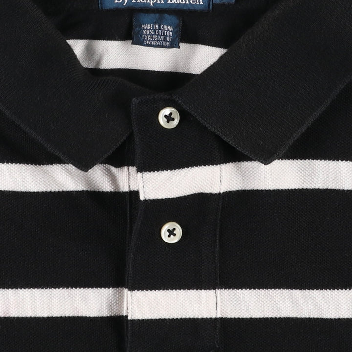 Ralph Lauren POLO by Ralph Lauren short sleeve striped polo shirt, men's XL size cotton black type Vintage Second Hand