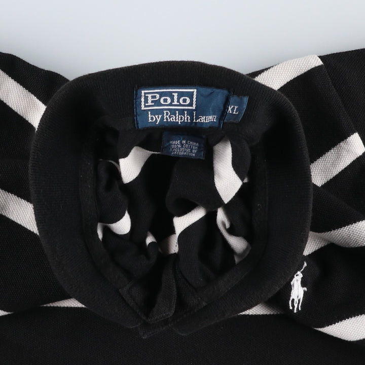 Ralph Lauren POLO by Ralph Lauren short sleeve striped polo shirt, men's XL size cotton black type Vintage Second Hand