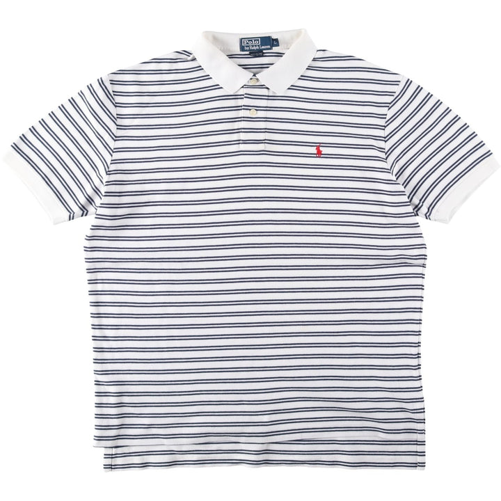Ralph Lauren POLO by Ralph Lauren short sleeve striped polo shirt, men's size L cotton navy blue type Vintage Second Hand