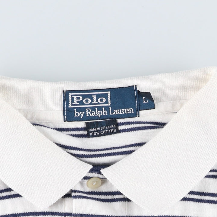 Ralph Lauren POLO by Ralph Lauren short sleeve striped polo shirt, men's size L cotton navy blue type Vintage Second Hand