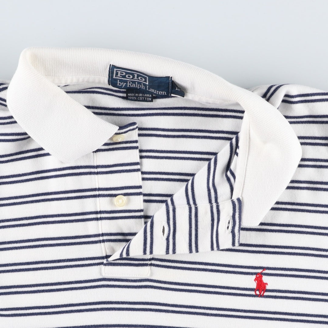 Ralph Lauren POLO by Ralph Lauren short sleeve striped polo shirt, men's size L cotton navy blue type Vintage Second Hand