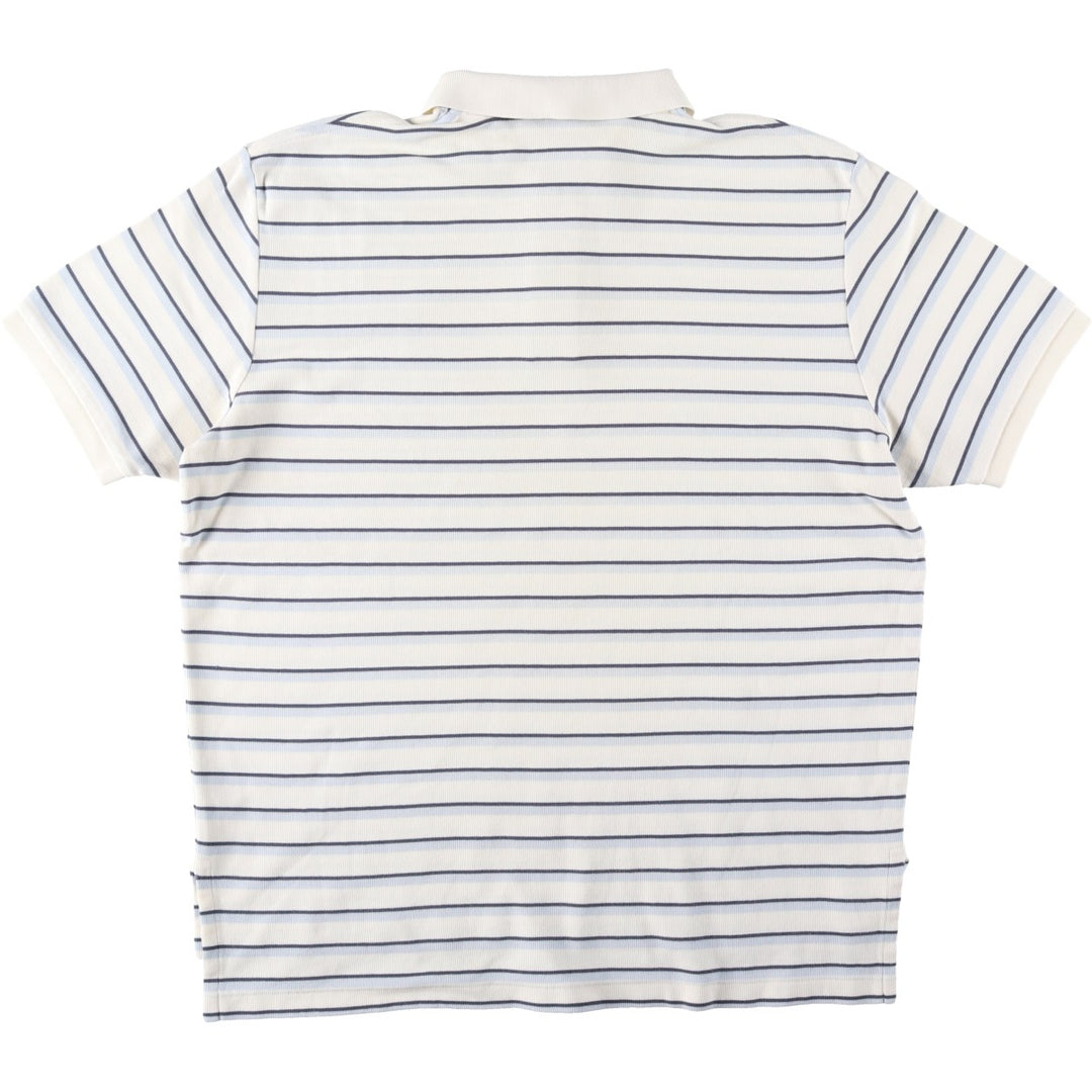 Ralph Lauren POLO by Ralph Lauren short sleeve striped polo shirt, men's XL size cotton ivory Vintage Second Hand