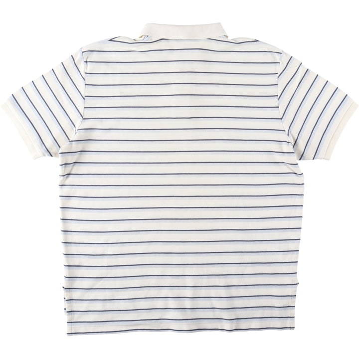 Ralph Lauren POLO by Ralph Lauren short sleeve striped polo shirt, men's XL size cotton ivory Vintage Second Hand