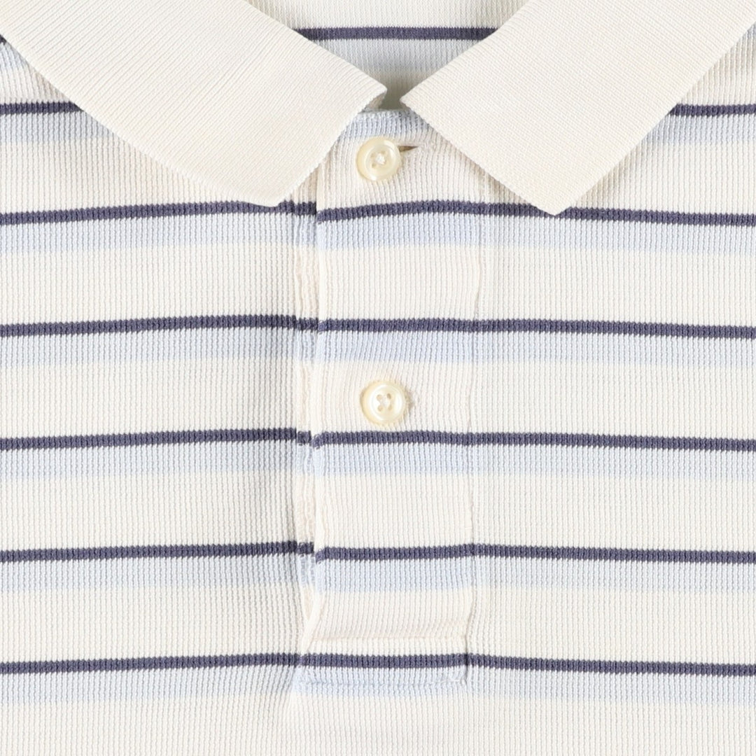 Ralph Lauren POLO by Ralph Lauren short sleeve striped polo shirt, men's XL size cotton ivory Vintage Second Hand
