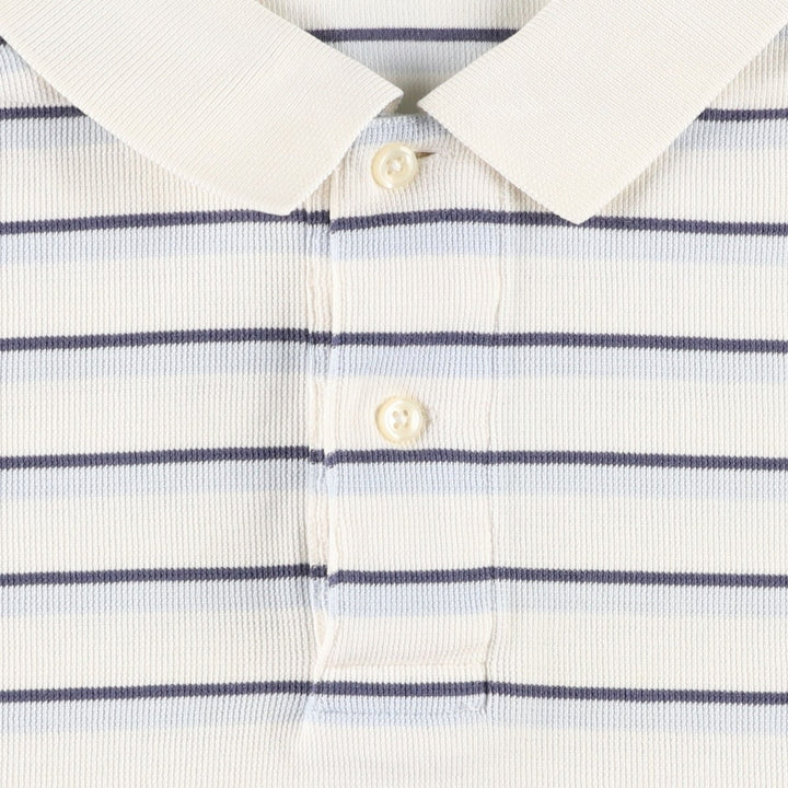 Ralph Lauren POLO by Ralph Lauren short sleeve striped polo shirt, men's XL size cotton ivory Vintage Second Hand
