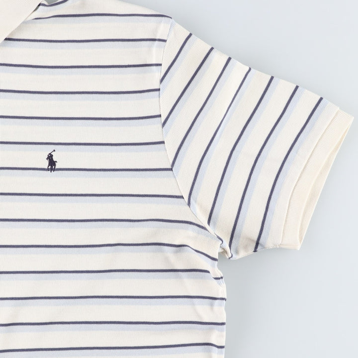 Ralph Lauren POLO by Ralph Lauren short sleeve striped polo shirt, men's XL size cotton ivory Vintage Second Hand