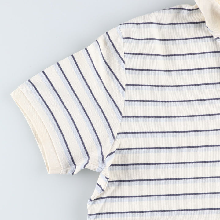 Ralph Lauren POLO by Ralph Lauren short sleeve striped polo shirt, men's XL size cotton ivory Vintage Second Hand
