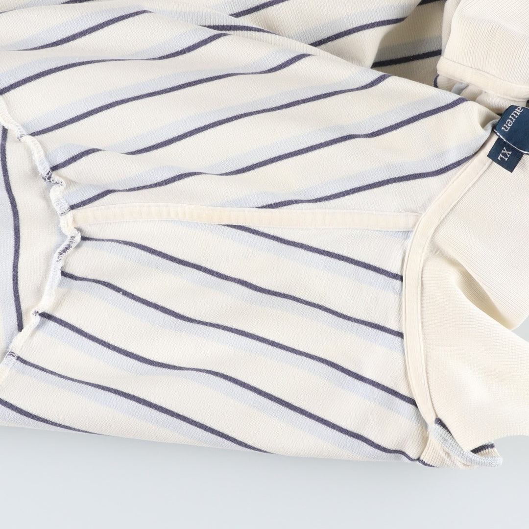 Ralph Lauren POLO by Ralph Lauren short sleeve striped polo shirt, men's XL size cotton ivory Vintage Second Hand